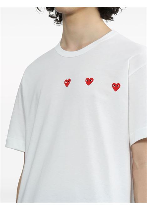 White Triple Hearts T-shirt - unisex COMME DES GARCONS PLAY | P1T3373