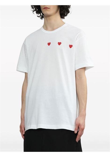 White Triple Hearts T-shirt - unisex COMME DES GARCONS PLAY | P1T3373