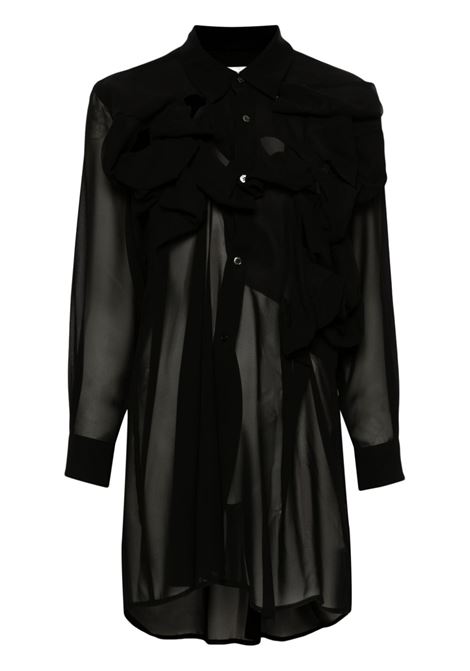 Camicia semi trasparente con cut-out in nero di Comme Des Garçons - donna COMME DES GARCONS | GMB0031
