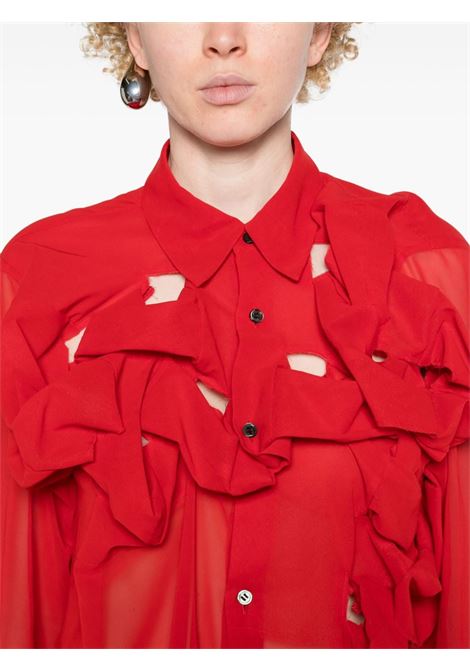 Blusa con cut-out e ruches in rosso Comme des garcons - donna COMME DES GARCONS | GMB0032