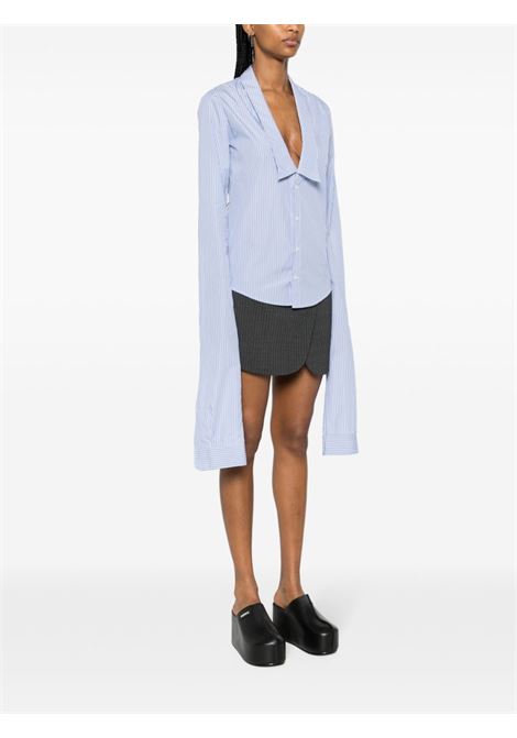 Camicia a righe con scollo profondo in azzurro - donna COPERNI | COPCH35326BL