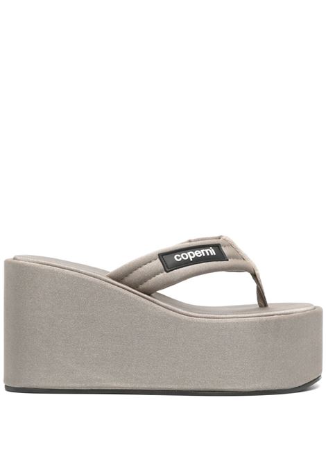 Grey 95mm textured platform slides - women