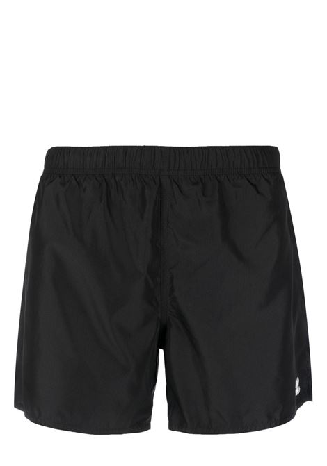Black logo-patch plain swim shorts - women