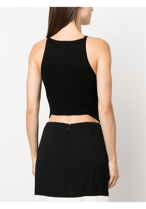 Top crop a coste in nero - donna COURRÈGES | 123MTO042FI00019999