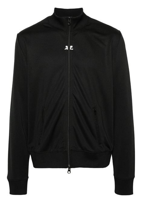 Black zip-up track sweatshirt - women COURRÈGES | 124JVE011JS00919999