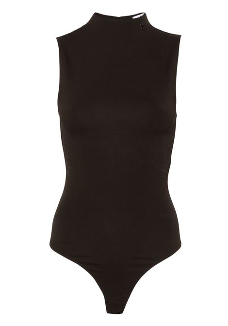 Brown mock-neck crepe bodysuit Courr?ges - women COURRÈGES | Body | 224JBD080JS00661093