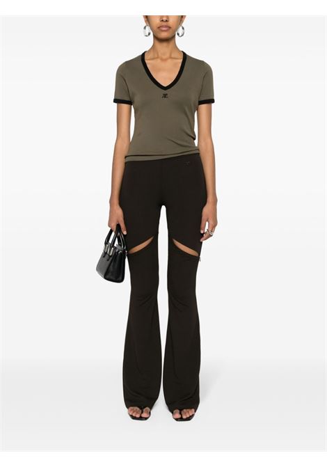 Black cut-out bootcut ellipse trousers  - women COURRÈGES | 224JPA232JS00661093