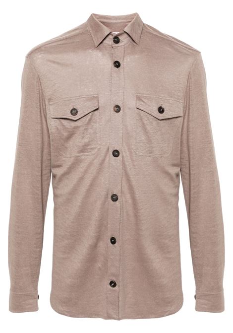 Beige long-sleeved linen shirt Cruciani - men CRUCIANI | Shirts | UC41T31TE35ZCM550004