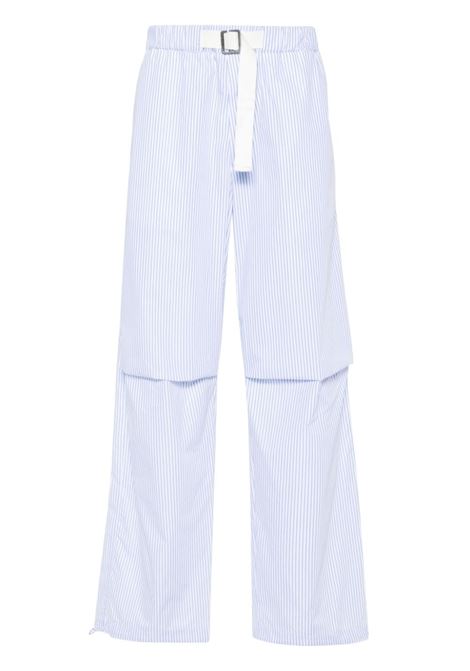 White and blue striped poplin straight trousers - men