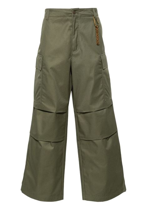Green  twill wide-leg trousers - men DARKPARK | MTR21FAC050061