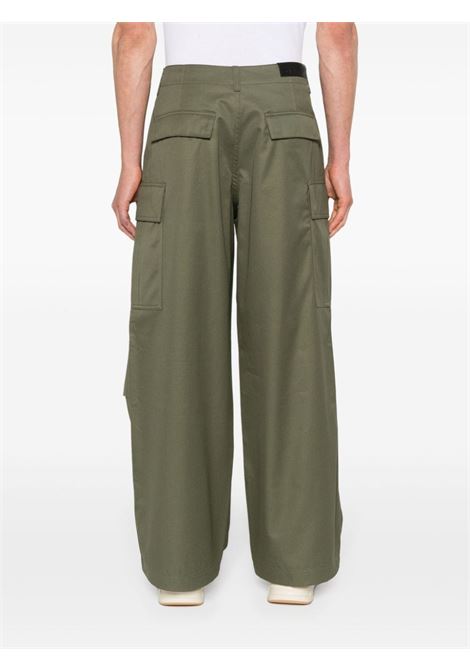 Green  twill wide-leg trousers - men DARKPARK | MTR21FAC050061