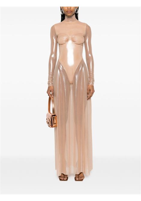 Beige metallic effect maxi dress - women DIESEL | A146410NMAE34VA