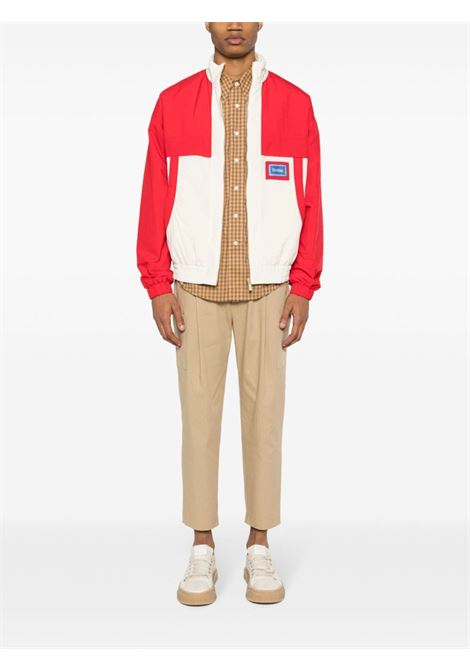 Red colour-block zipped jacket - men DRÔLE DE MONSIEUR | DJT154PA009RD