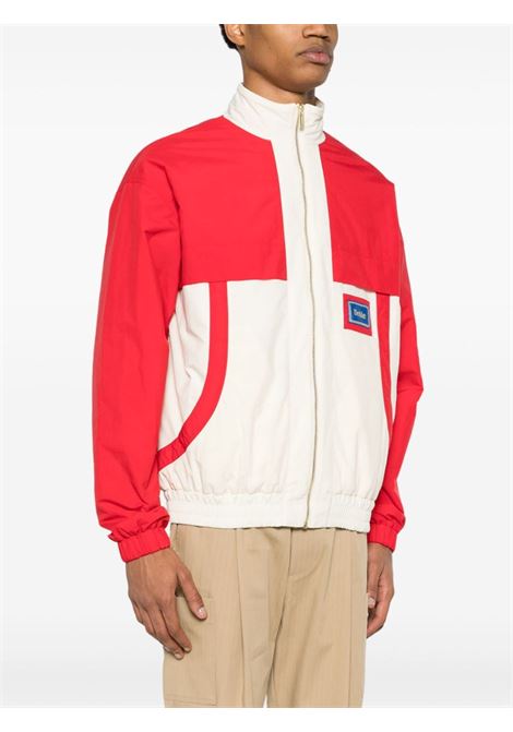 Red colour-block zipped jacket - men DRÔLE DE MONSIEUR | DJT154PA009RD