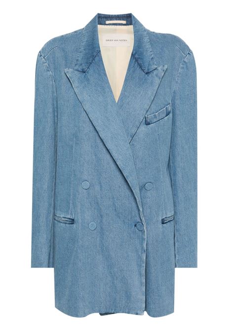 Light blue double-breasted denim blazer - women DRIES VAN NOTEN | 2410104058451514