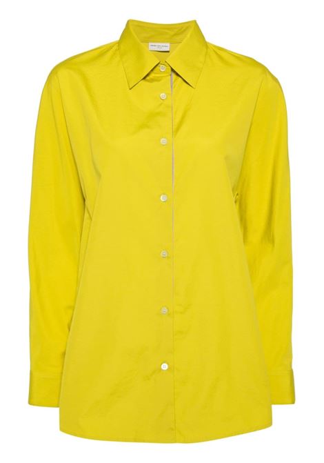Camicia in cotone collo classico in giallo - donna