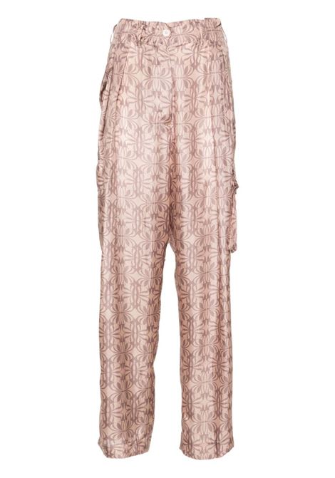 Pink abstract-print cargo trousers - women