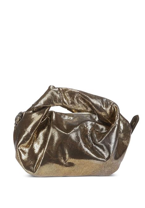 Gold metallic-finish shoulder bag - women