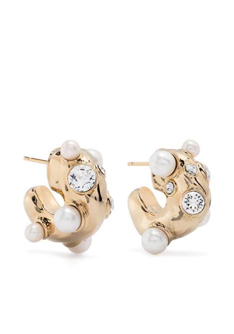Gold pearl-embellished sculpted hoop earrings - women DRIES VAN NOTEN | 241018240094954