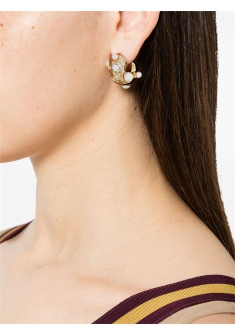 Gold pearl-embellished sculpted hoop earrings - women DRIES VAN NOTEN | 241018240094954