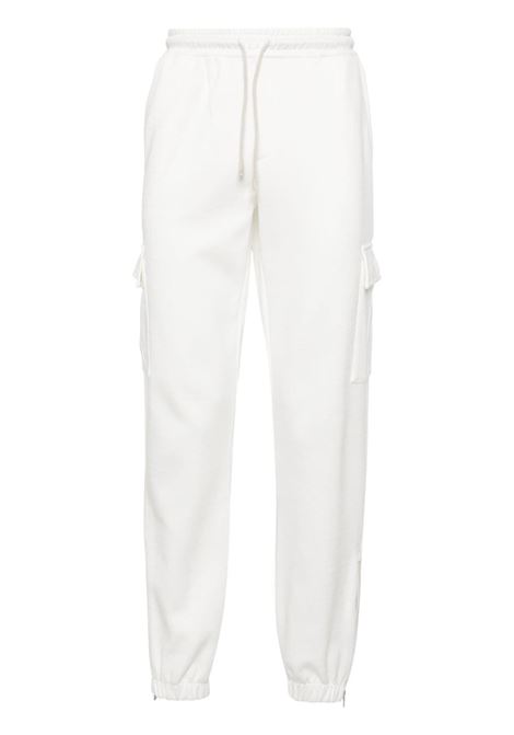 White cargo-pocket jersey track trousers - men