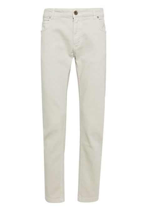 White straight-leg slim-fit trousers - men