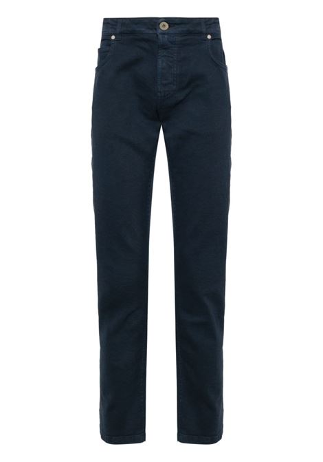 Blue mid-rise tapered jeans - men