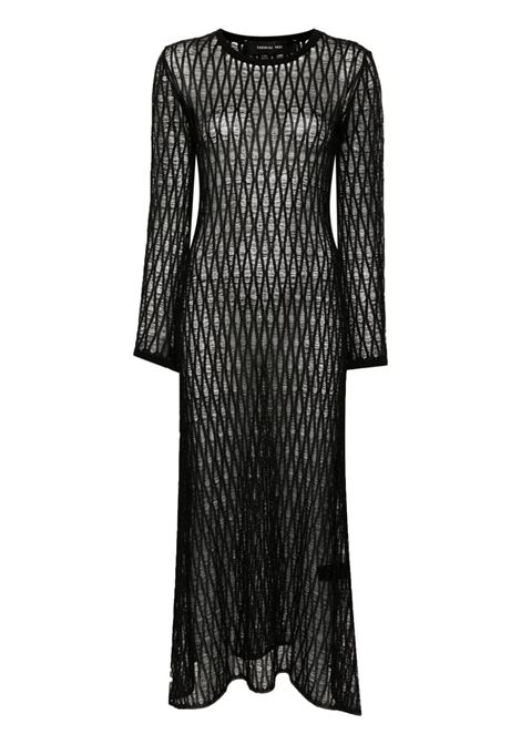 Black semi-sheer knitted midi dress Federica Tosi - women