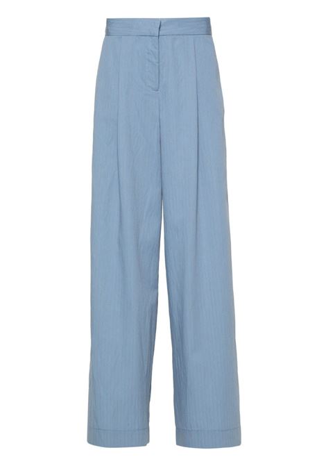 Blue pinstriped wide trousers - women