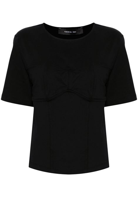 Black 3D-detailing cotton T-shirt Federica Tosi - women FEDERICA TOSI | FTE24TS03500002