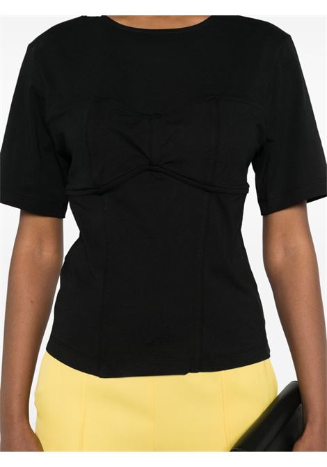 Black 3D-detailing cotton T-shirt Federica Tosi - women FEDERICA TOSI | FTE24TS03500002