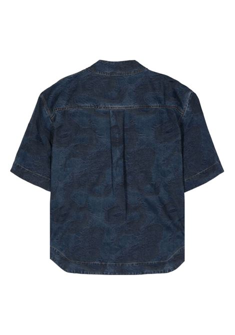 Camicia jacquard Dragon in blu - uomo FENG CHEN WANG | FMS17SR14BL