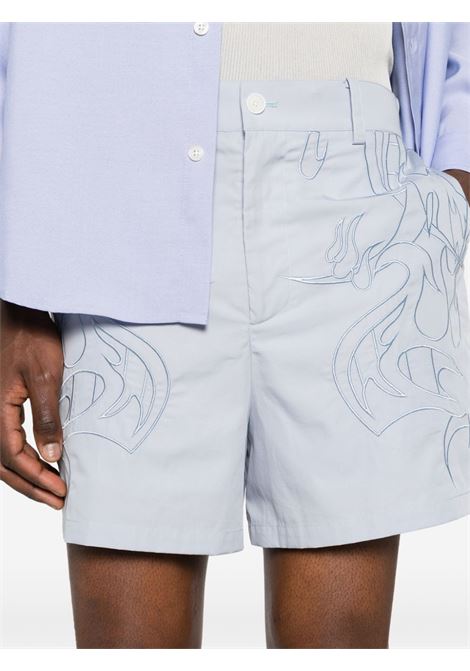 Light blue embroidered bermuda shorts Feng Chen Wang - men FENG CHEN WANG | FMS17ST09BL