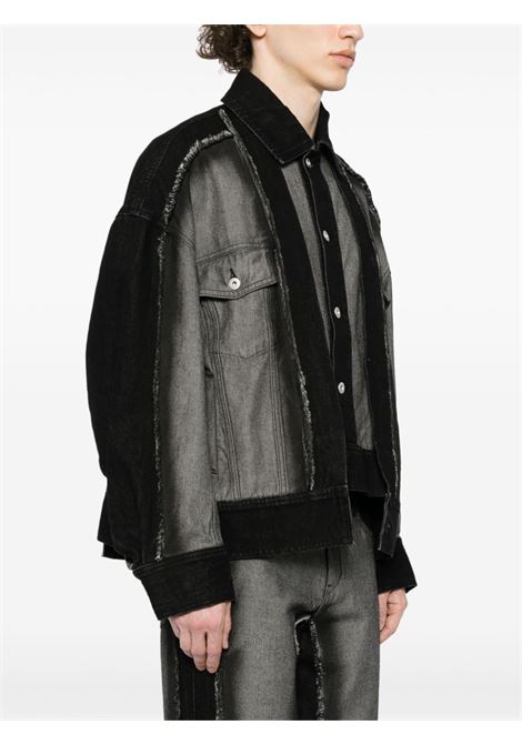 Black deconstructed denim jacket - men FENG CHEN WANG | FUS17JK17BLK