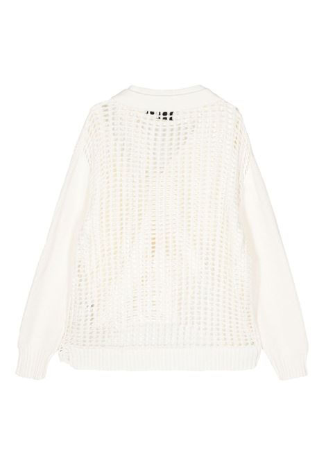 White layered open-knit jumper Feng Chen Wang - men FENG CHEN WANG | FUS17KT04WWHT