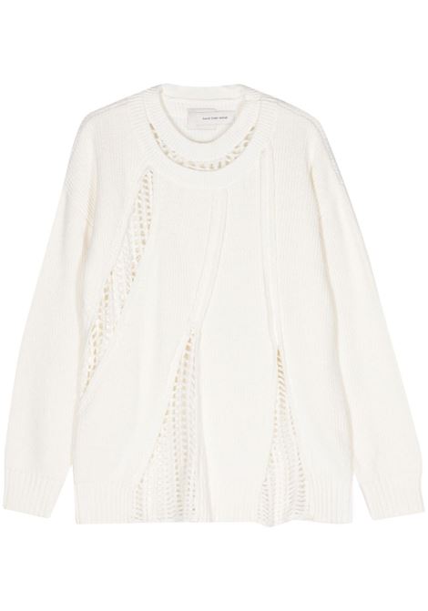 White open-knit jumper Feng Chen Wang - men  FENG CHEN WANG | FUS17KT08WWHT