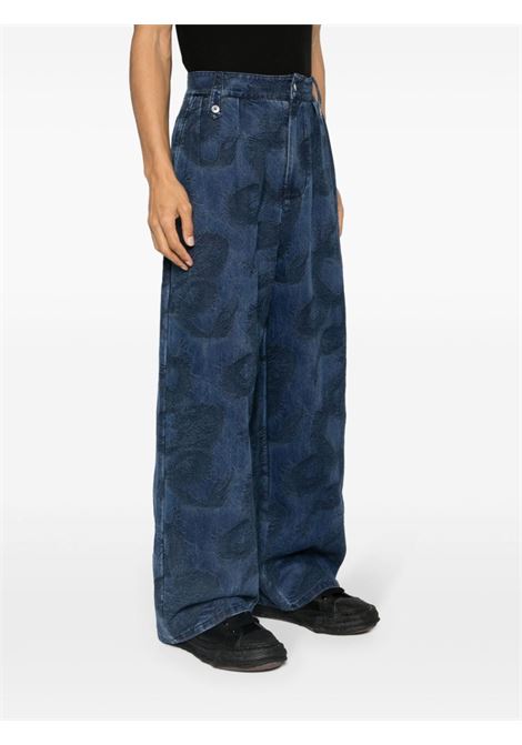 Blue Dragon-jacquard wide-leg jeans - men FENG CHEN WANG | FUS17TR14BL