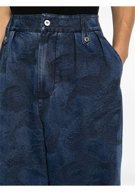 Blue Dragon-jacquard wide-leg jeans - men FENG CHEN WANG | FUS17TR14BL