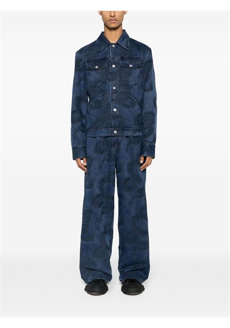 Blue Dragon-jacquard wide-leg jeans - men FENG CHEN WANG | FUS17TR14BL