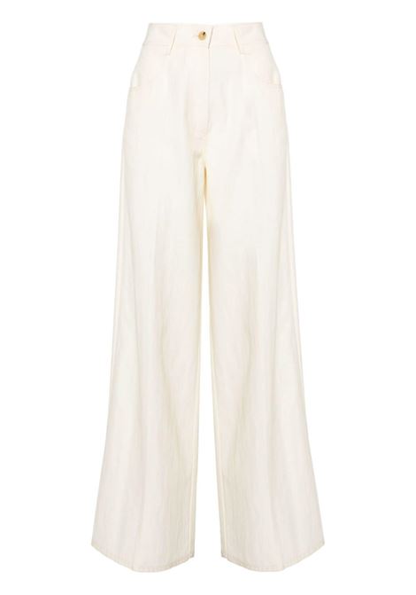 Pantaloni a gamba larga con bottoni in bianco - donna FORTE FORTE | 123190007