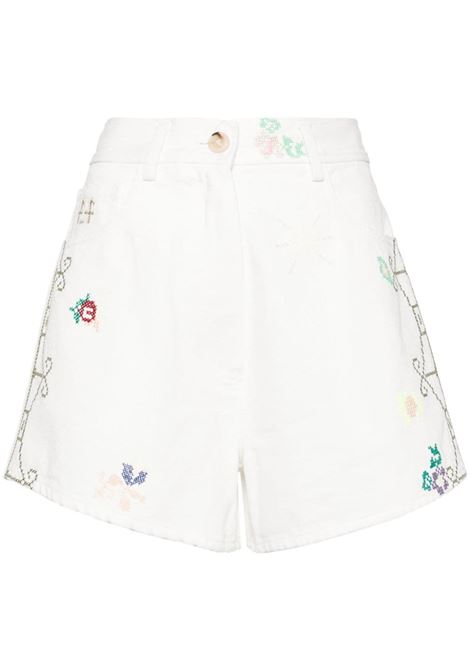 Shorts denim a fiori in bianco di Forte Forte - donna FORTE FORTE | Shorts | 123296054
