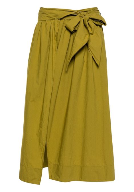 Khaki ruched-detail long skirt - women