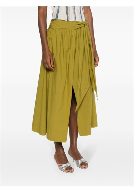 Khaki ruched-detail long skirt - women FORTE FORTE | 123473014