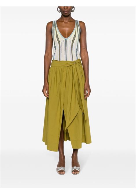 Khaki ruched-detail long skirt - women FORTE FORTE | 123473014