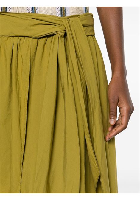 Khaki ruched-detail long skirt - women FORTE FORTE | 123473014