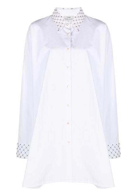 White bead-embellished shirt dress - women 