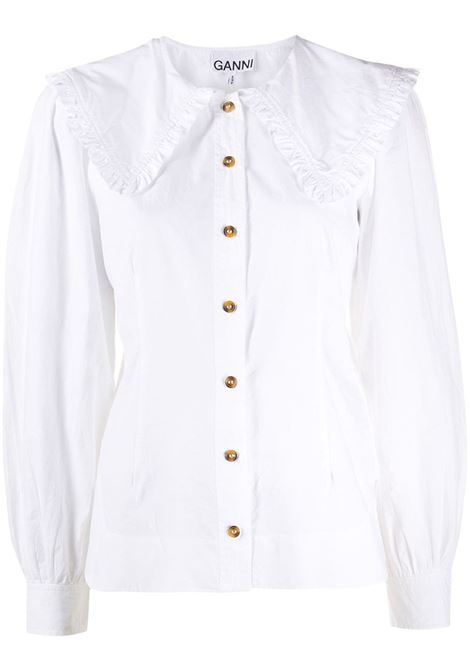 White oversized-collar buttoned shirt - women 