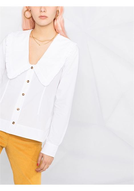 Camicia con collo oversize in bianco - donna GANNI | F5778151