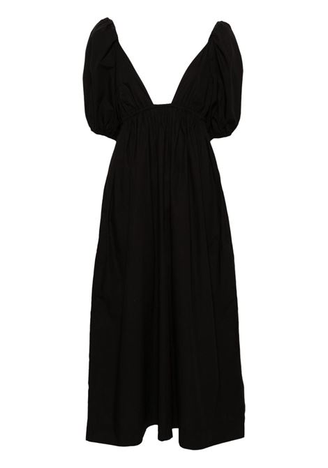 Black V-neck poplin midi dress - women GANNI | F9131099