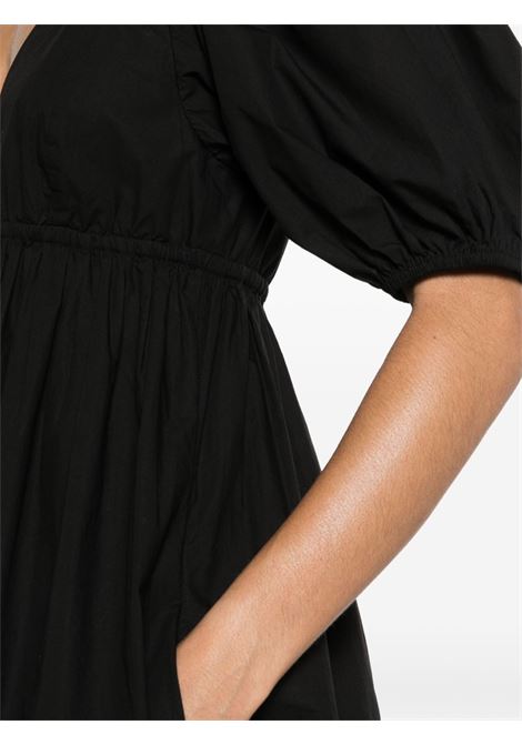 Black V-neck poplin midi dress - women GANNI | F9131099